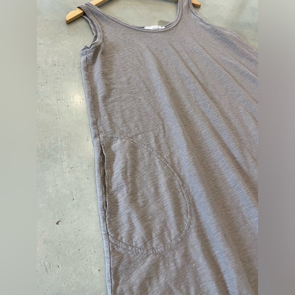 Cut Loose Linen Blend Midi Dress Womens Large Tank A-Line Pockets Lagenlook Brwn - Picture 3 of 12